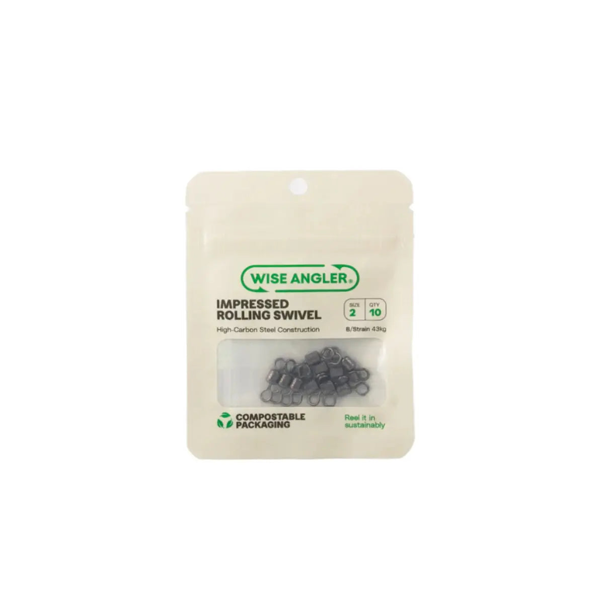 WISE ANGLER COMPOSTABLE PACKAGING ROLLING SWIVEL FISHING
