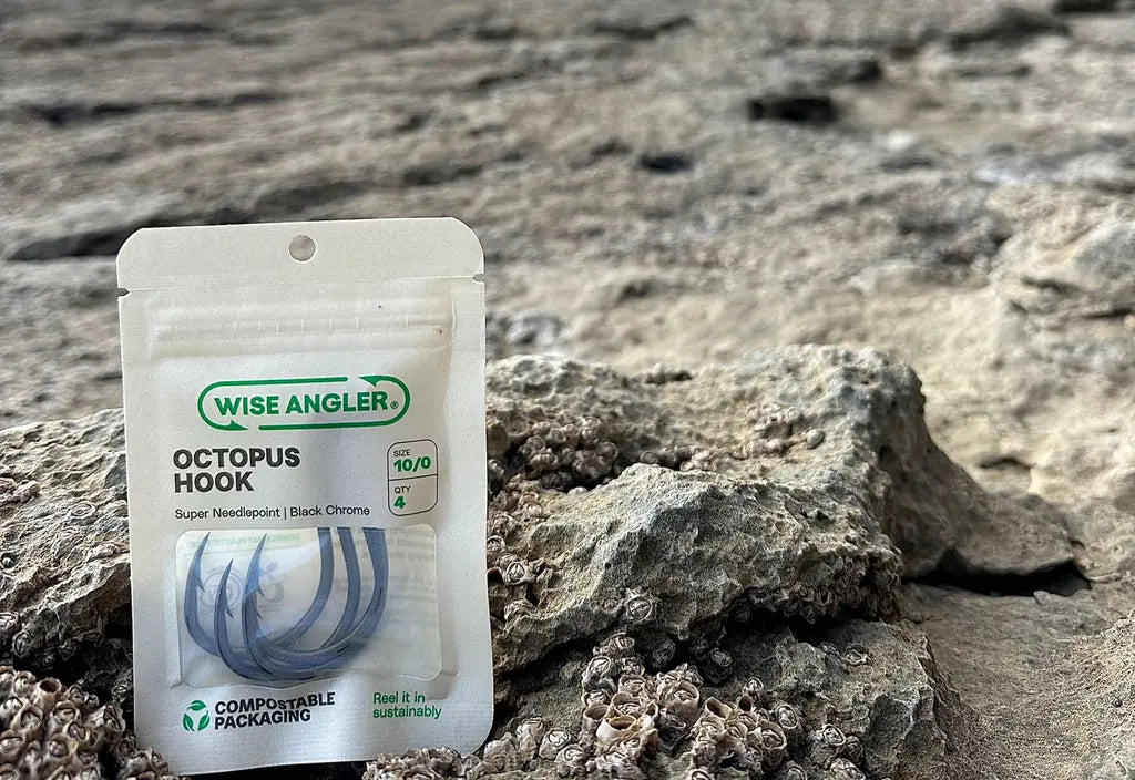 Wise Angler Octopus Hook pack on a rock
