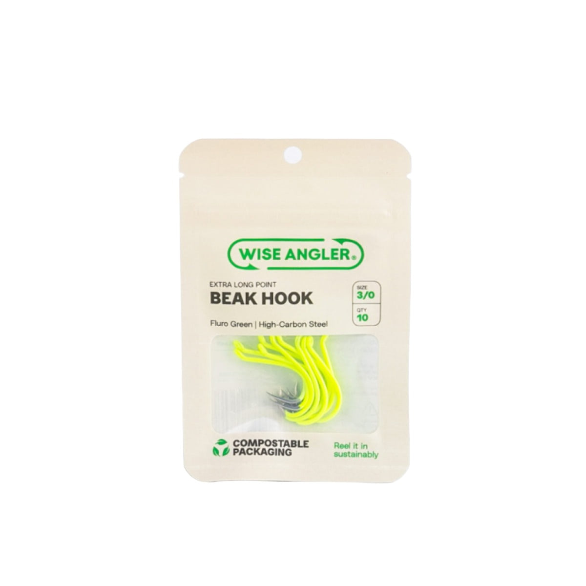 Beak Hook - Extra Long Point Fluro Green