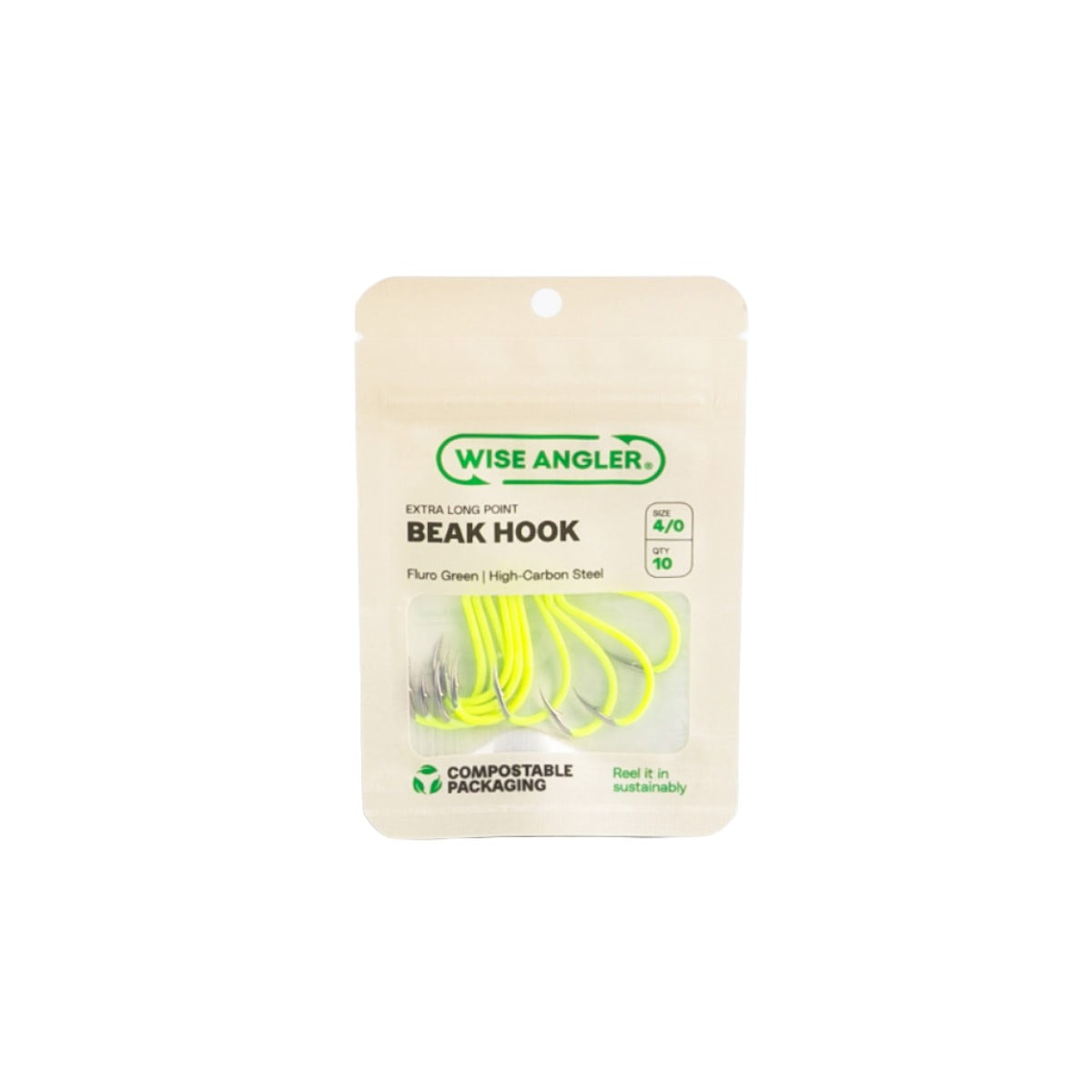 Beak Hook - Extra Long Point Fluro Green