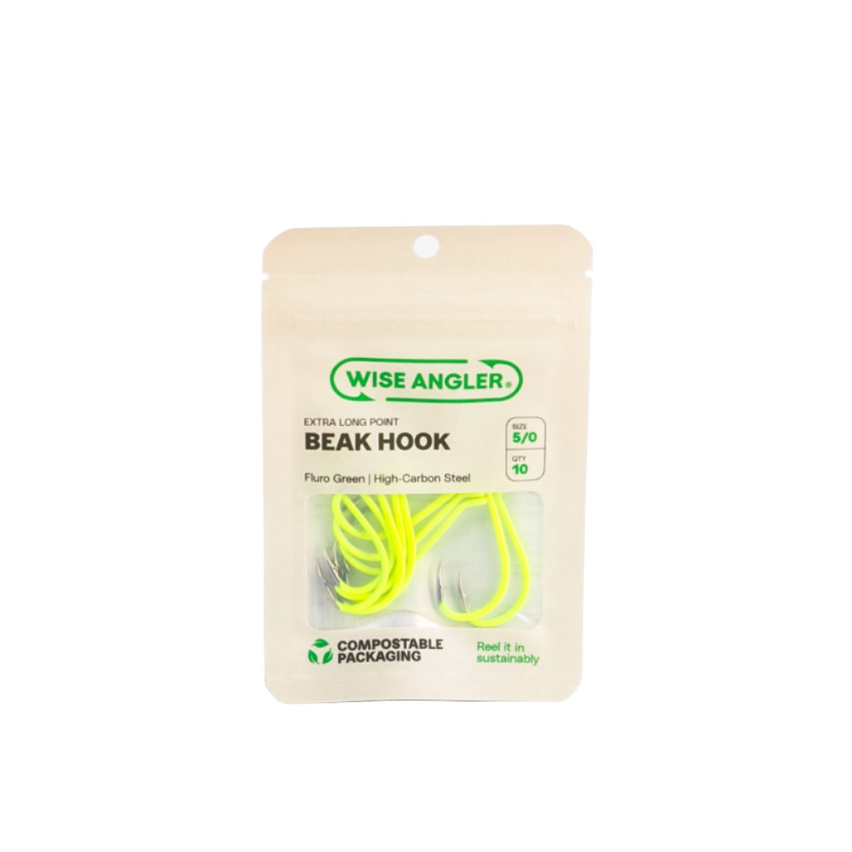 Beak Hook - Extra Long Point Fluro Green