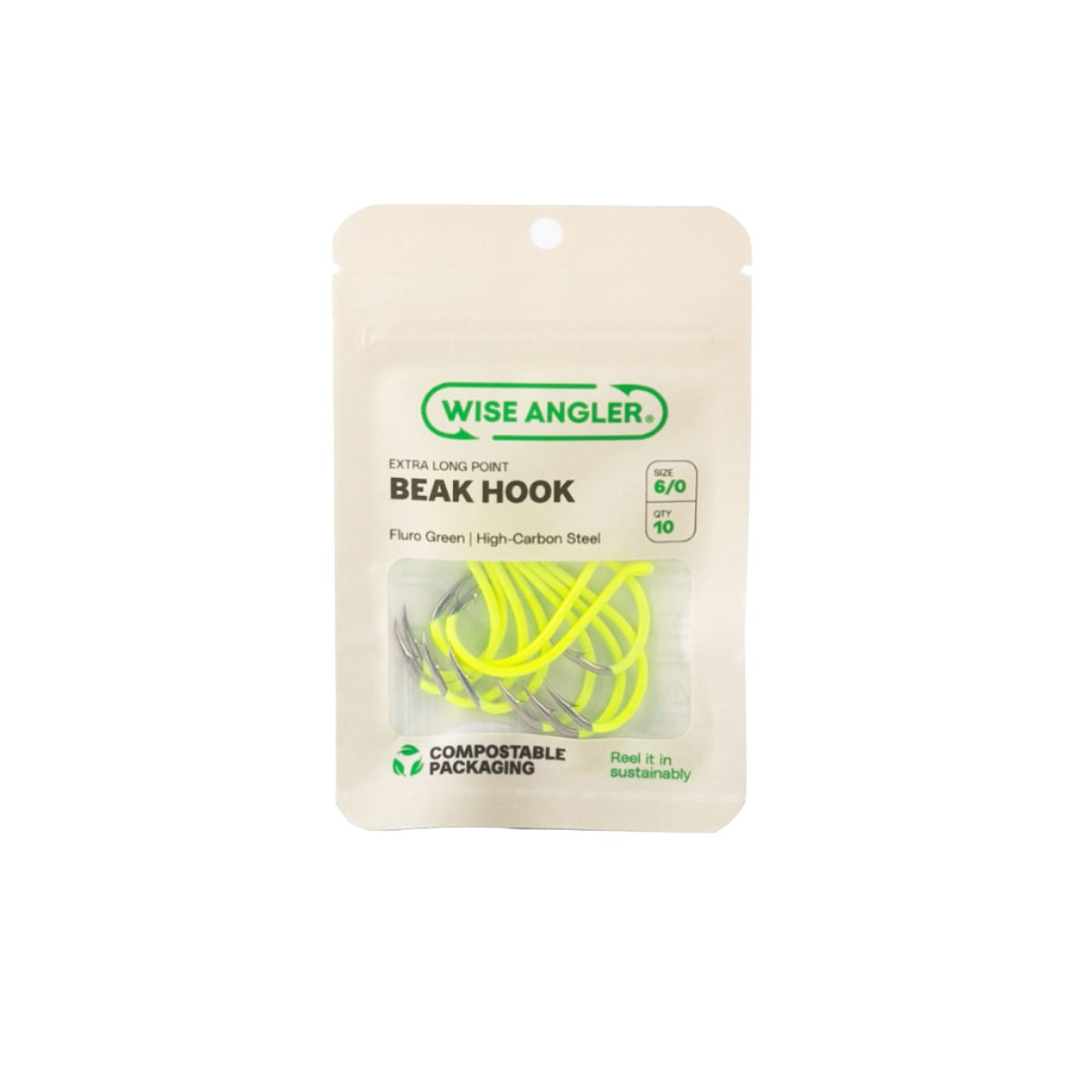 Beak Hook - Extra Long Point Fluro Green