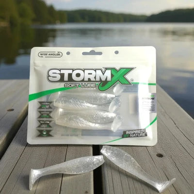 StormX Cyclone Minnow 4" soft lure – Whitebait Silver