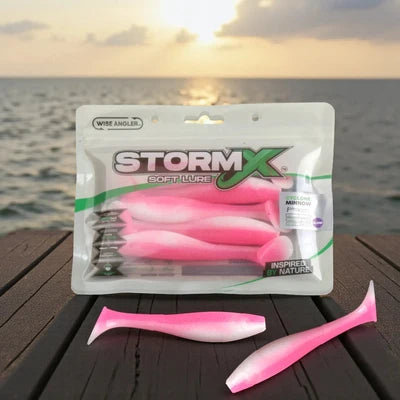 StormX Cyclone Minnow 5" soft lure – Gars Flash – Glow UV
