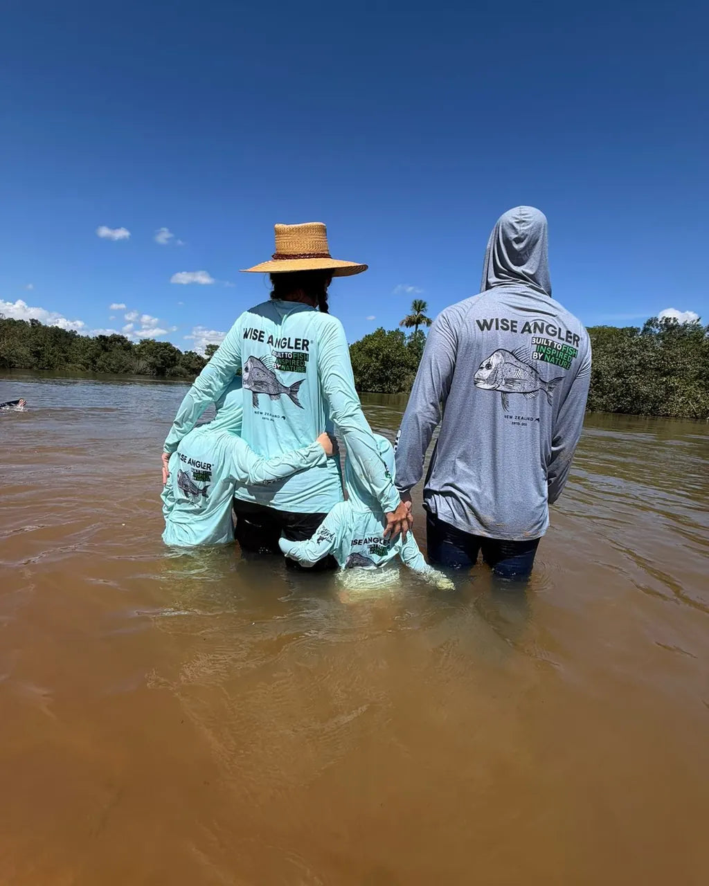 Two anglers wading together