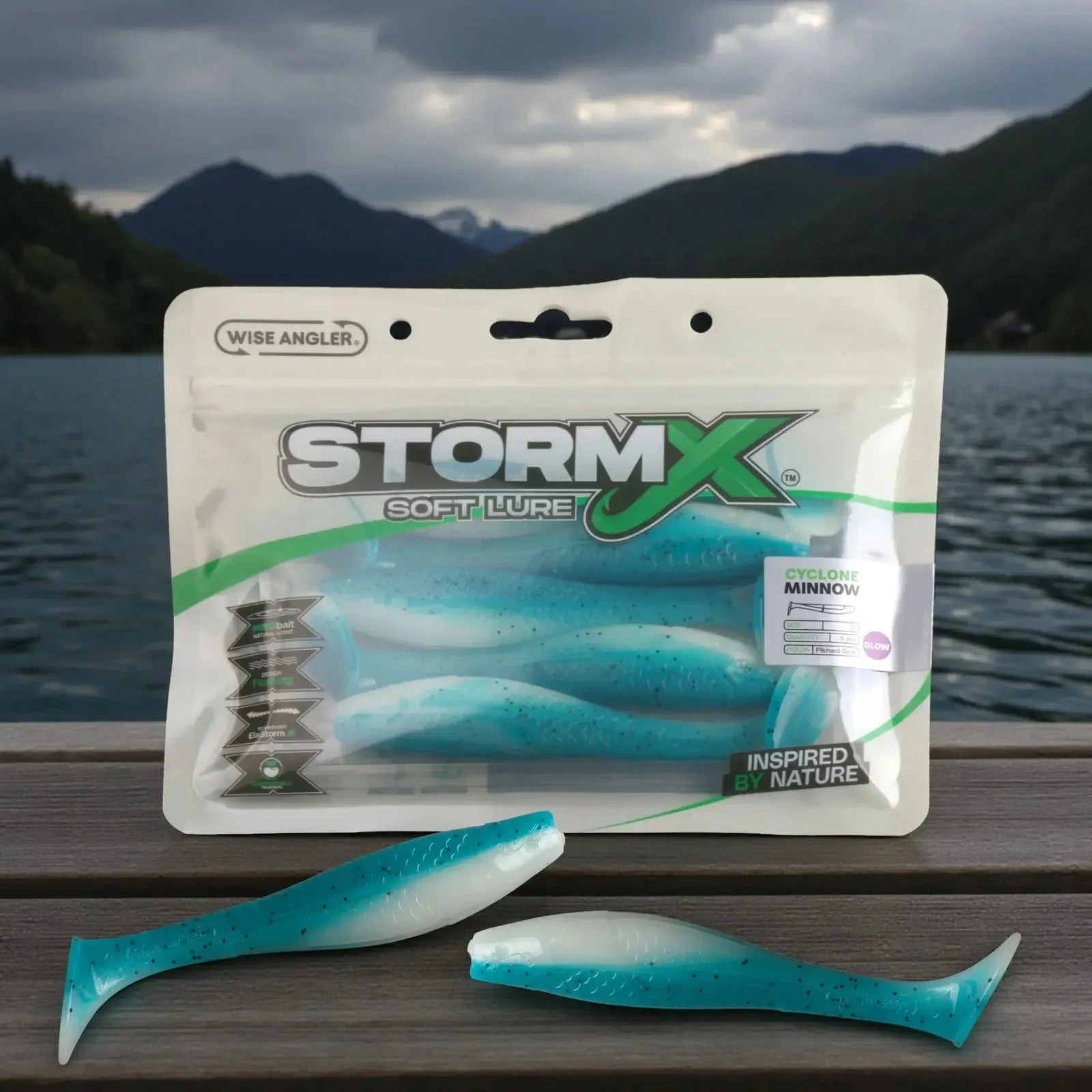 StormX soft bait pack on a jetty by the water