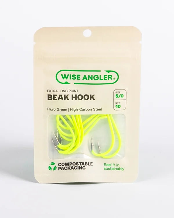 Wise Angler Beak Hook in its compostable, plastic-free pack